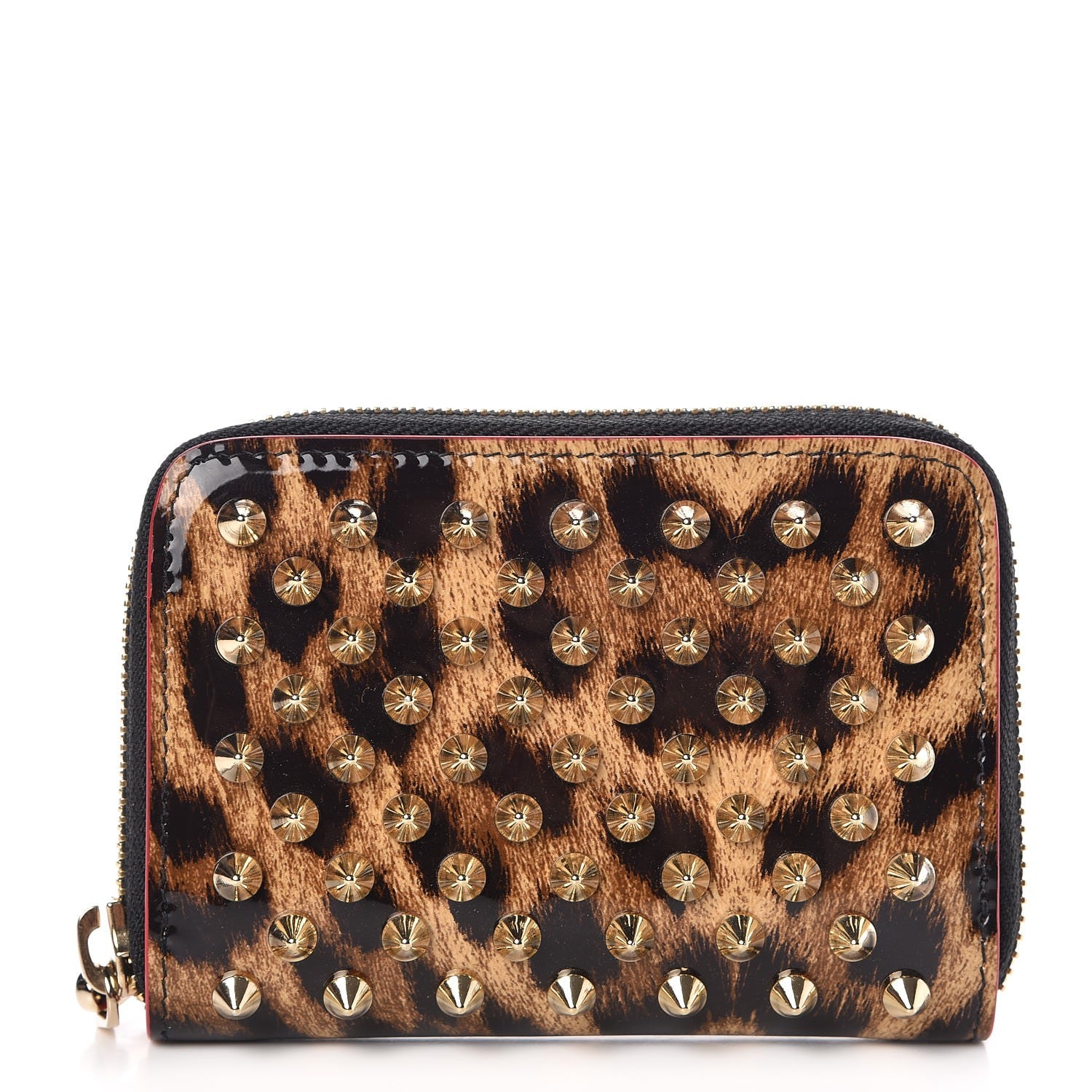 Christian Louboutin Patent Leopard Spiked Panettone Coin Purse 1 of 8
