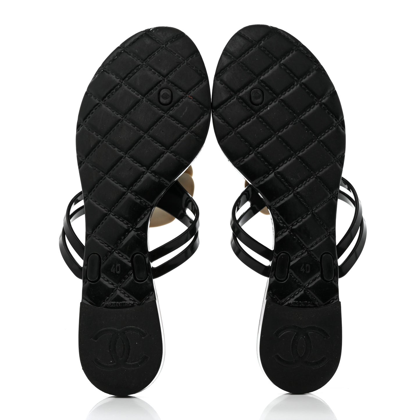 Jelly Camellia Thong Sandals 40 Black Ivory