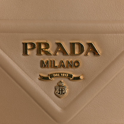 Prada Soft Calfskin Triangolo Symbole Embossed Mini Tote Sabbia 12 of 13