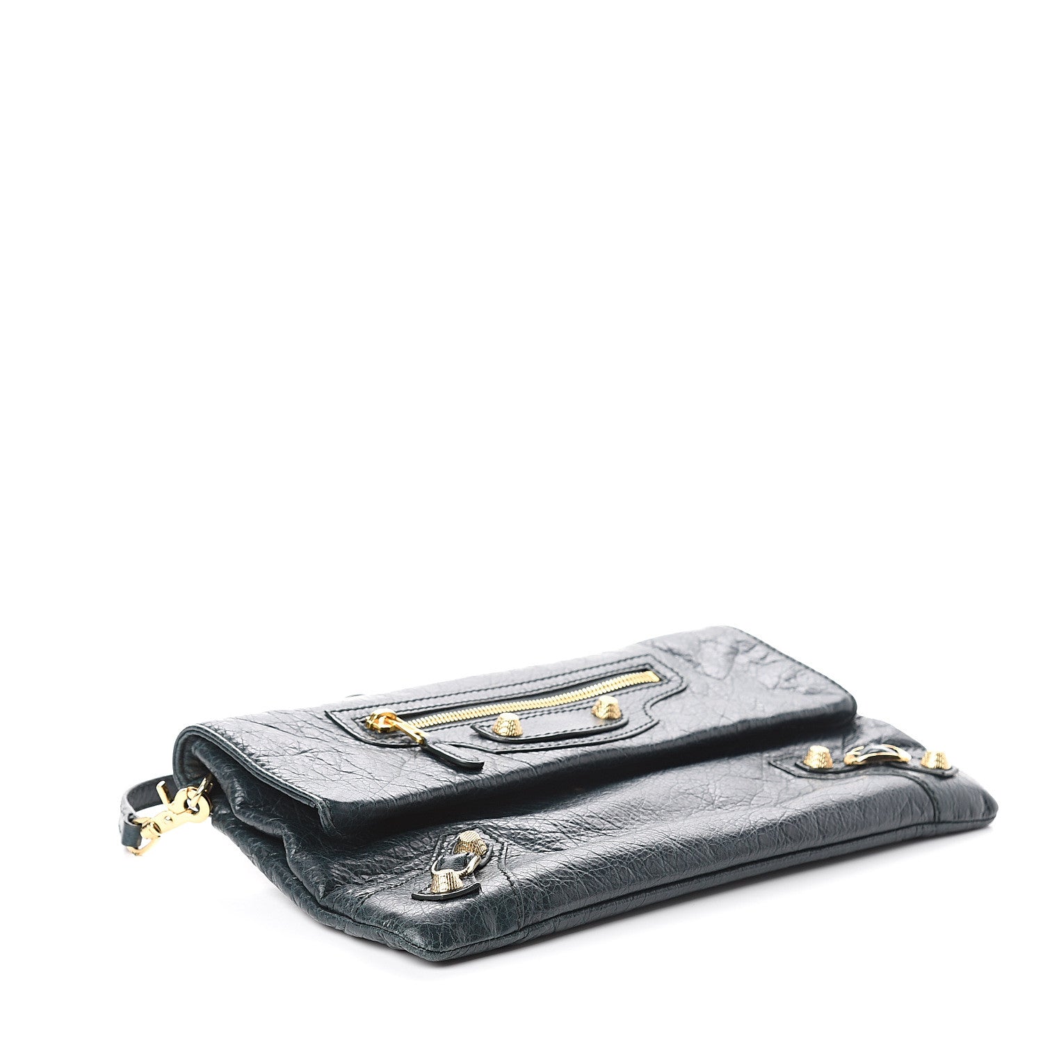 Balenciaga Agneau Giant 12 Gold Hardware Envelope Strap Clutch Vert Pinede 3 of 8