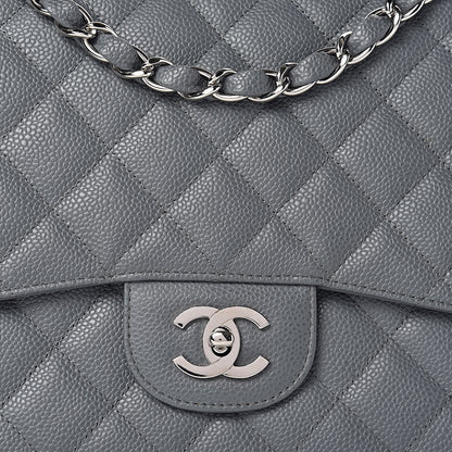 Chanel Caviar Quilted Jumbo Single Flap Grey 16 of 18