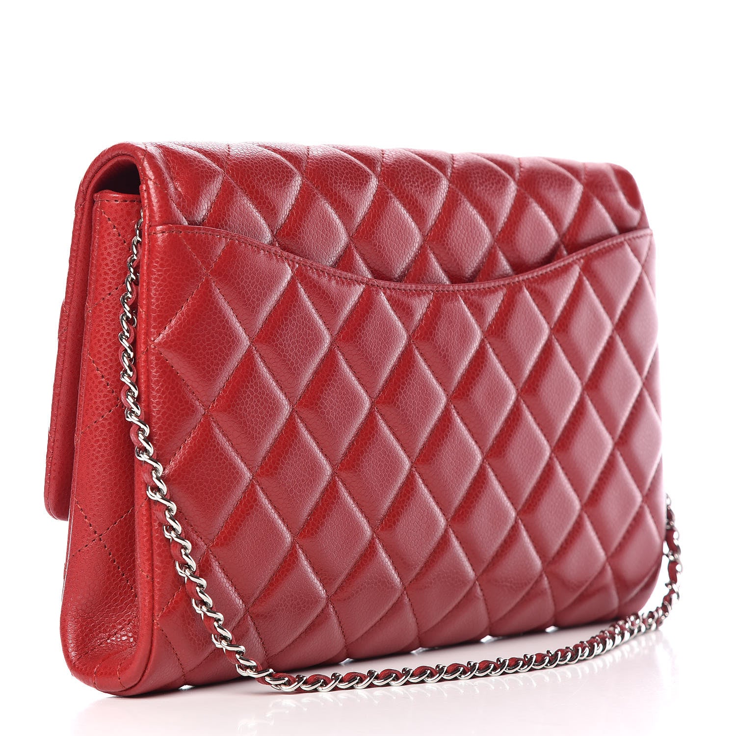 Chanel Caviar Quilted Clutch With Chain Flap Dark Red 3 of 11