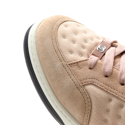 Chanel Fabric Suede Calfskin Logo Sneakers 36 Beige Pink 10 of 15