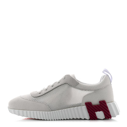 Hermes Air Mesh Suede Goatskin Bouncing Sneakers 38 White Orange Pink 1 of 8