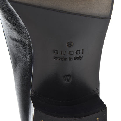 Gucci Goatskin Mens Chain Mid Heel Loafers 10 Black 8 of 12