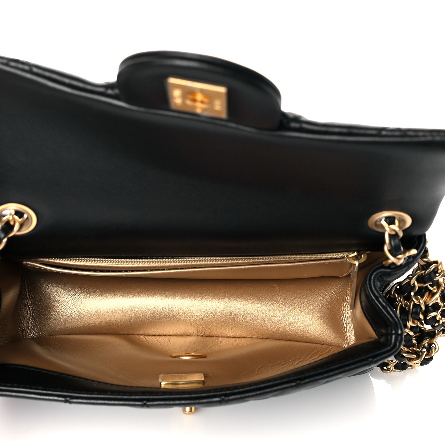 Lambskin Quilted Mini Rectangular Pearl Crush Flap Black