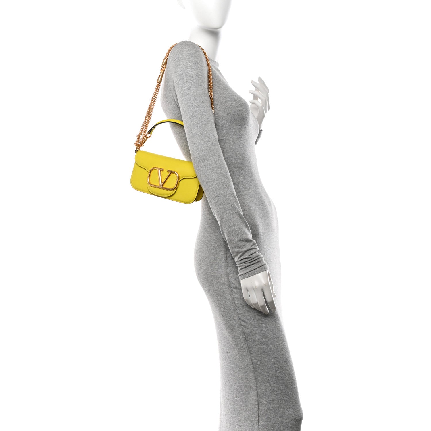 Valentino Garavani Calfskin Vlogo Small Loco Shoulder Bag Shocking Yellow 2 of 12