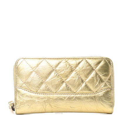 Chanel Metallic Aged Calfskin Quilted Small Gabrielle Zip Around Wallet Gold 1 of 8