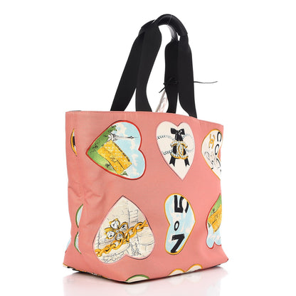 Chanel Canvas Coco Hearts Print Tote Multi 3 of 13