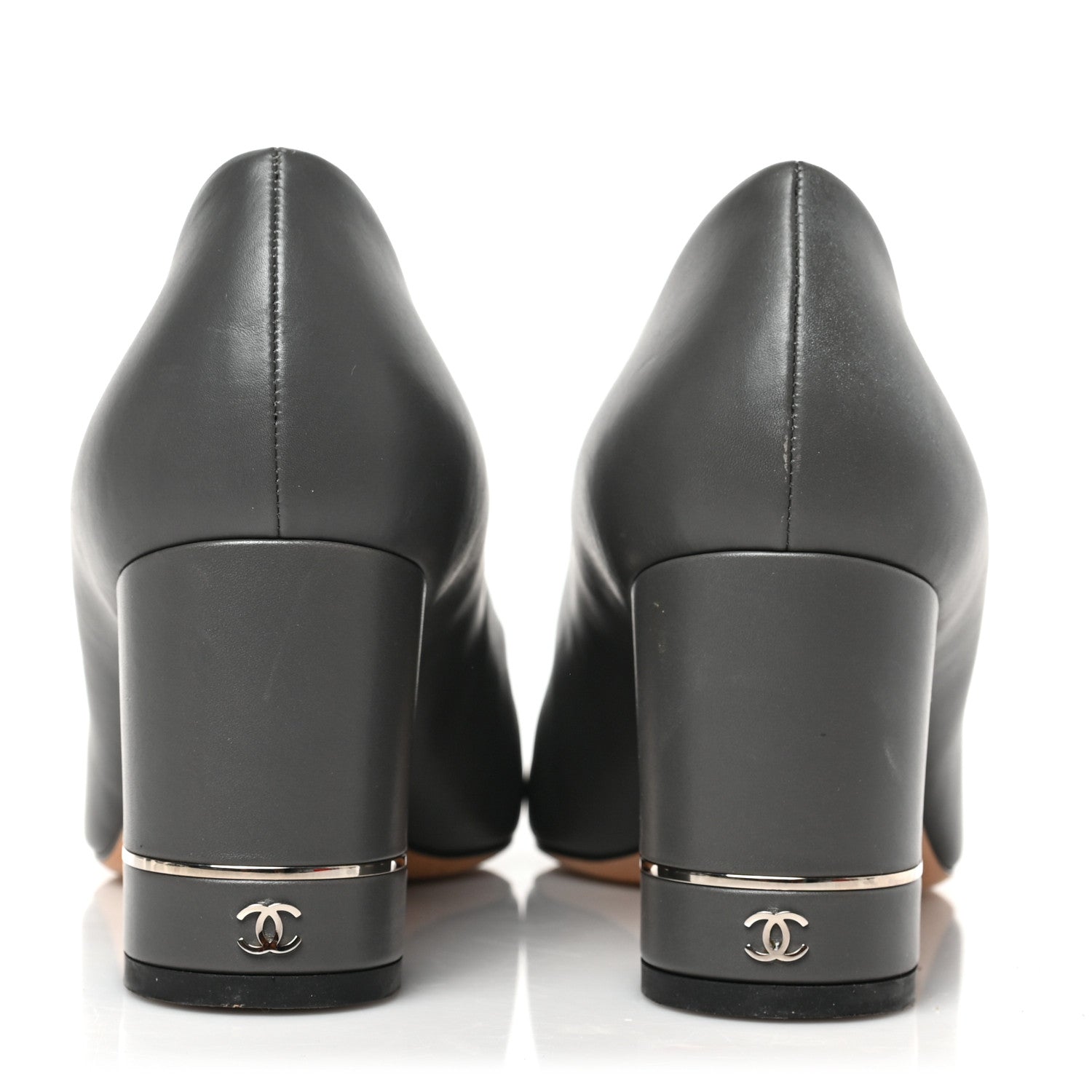 Chanel Lambskin Patent Cap Toe Pumps 41 Gey Black 5 of 8