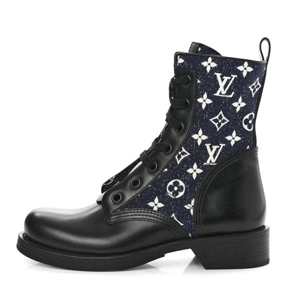 Louis Vuitton Denim Calfskin Metropolis Flat Ranger Boot 40 1 of 9