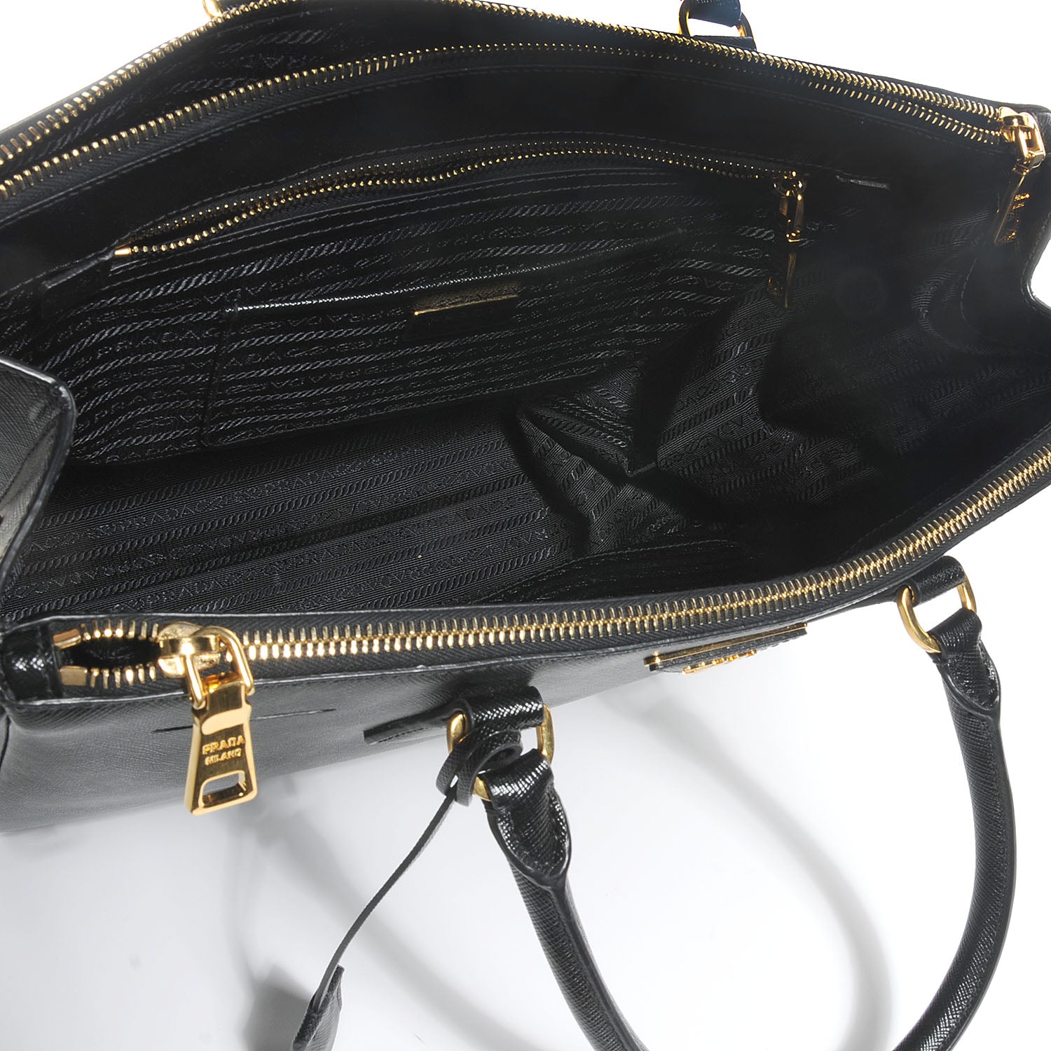 Prada Saffiano Lux Double Zip Medium Tote Nero Black 6 of 12