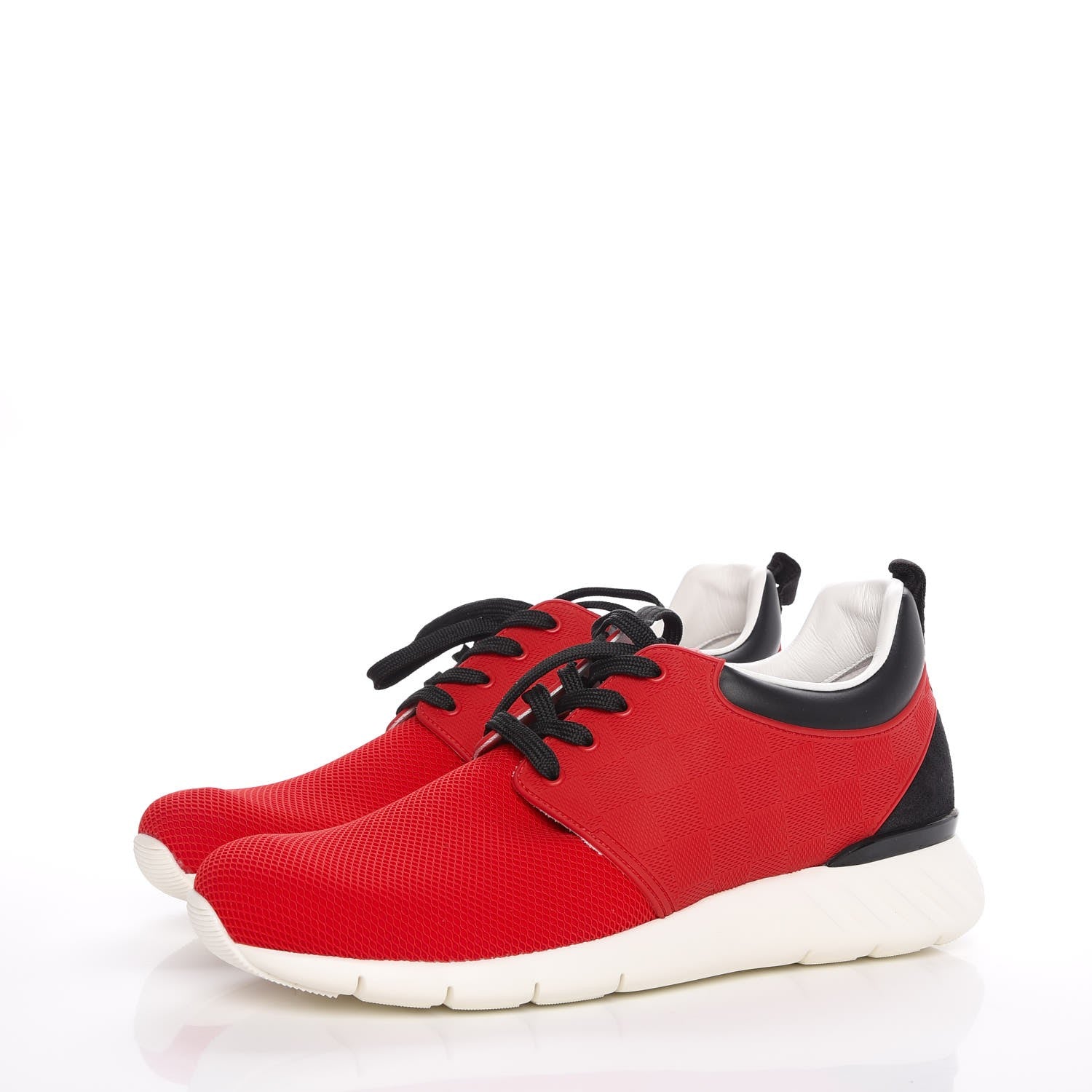 Louis Vuitton Rubber Mesh Suede Damier Fastlane Low Sneakers 7 Rouge 3 of 10
