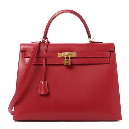 Hermes Tadelakt Kelly Sellier 35 Rouge Vif 1 of 31