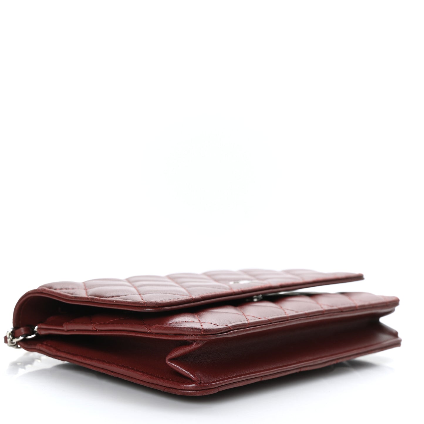 Lambskin Quilted Wallet On Chain WOC Burgundy
