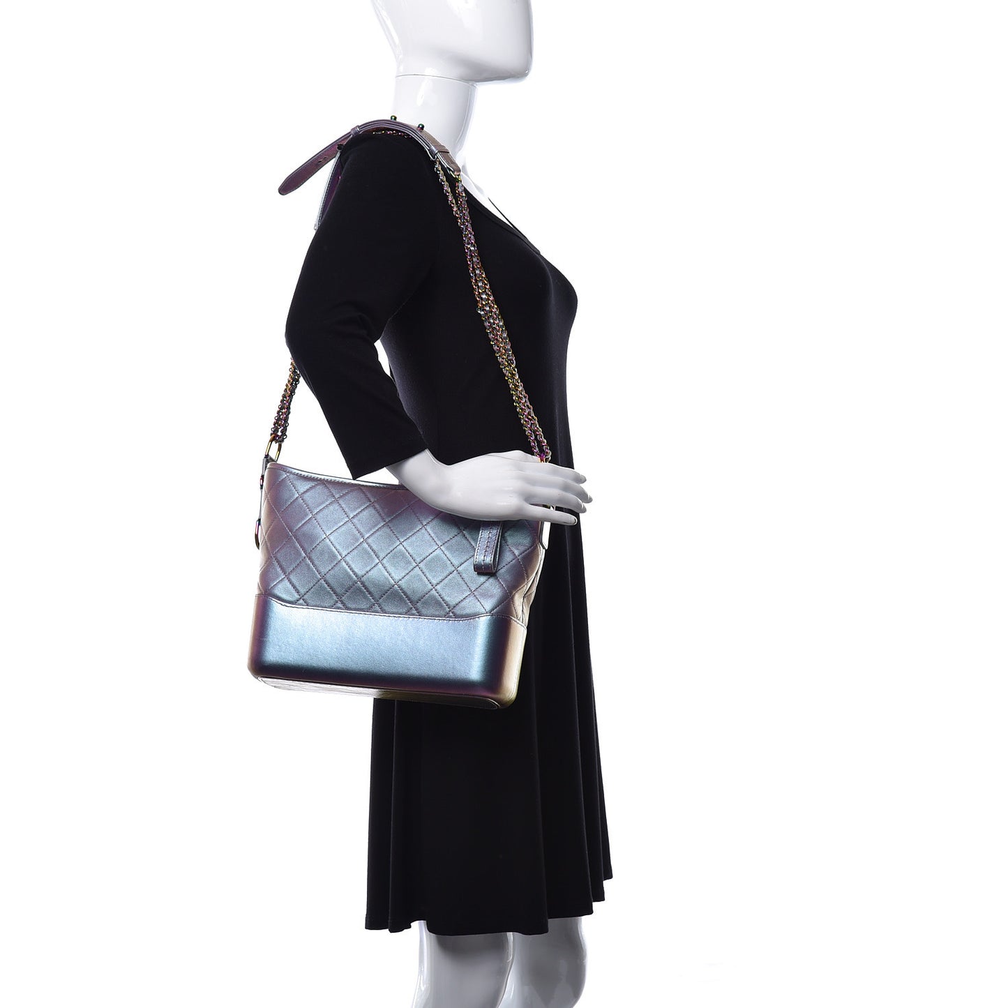 Iridescent Lambskin Calfskin Quilted Medium Gabrielle Hobo Light Purple