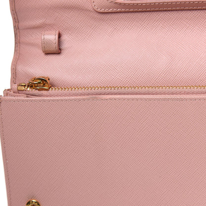 Prada Saffiano Metal Flap Wallet with Strap Orchidea 11 of 24