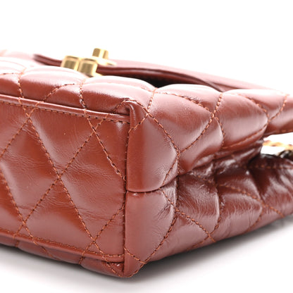 Chanel Shiny Aged Calfskin Quilted Nano Kelly Shopper Brown 10 of 11