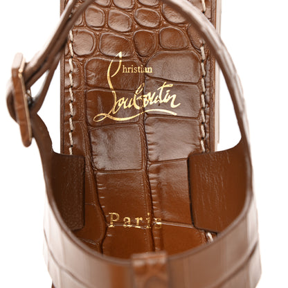 Christian Louboutin Calfskin Crocodile Embossed Cubongo Sandals 36 Light Brown 7 of 7