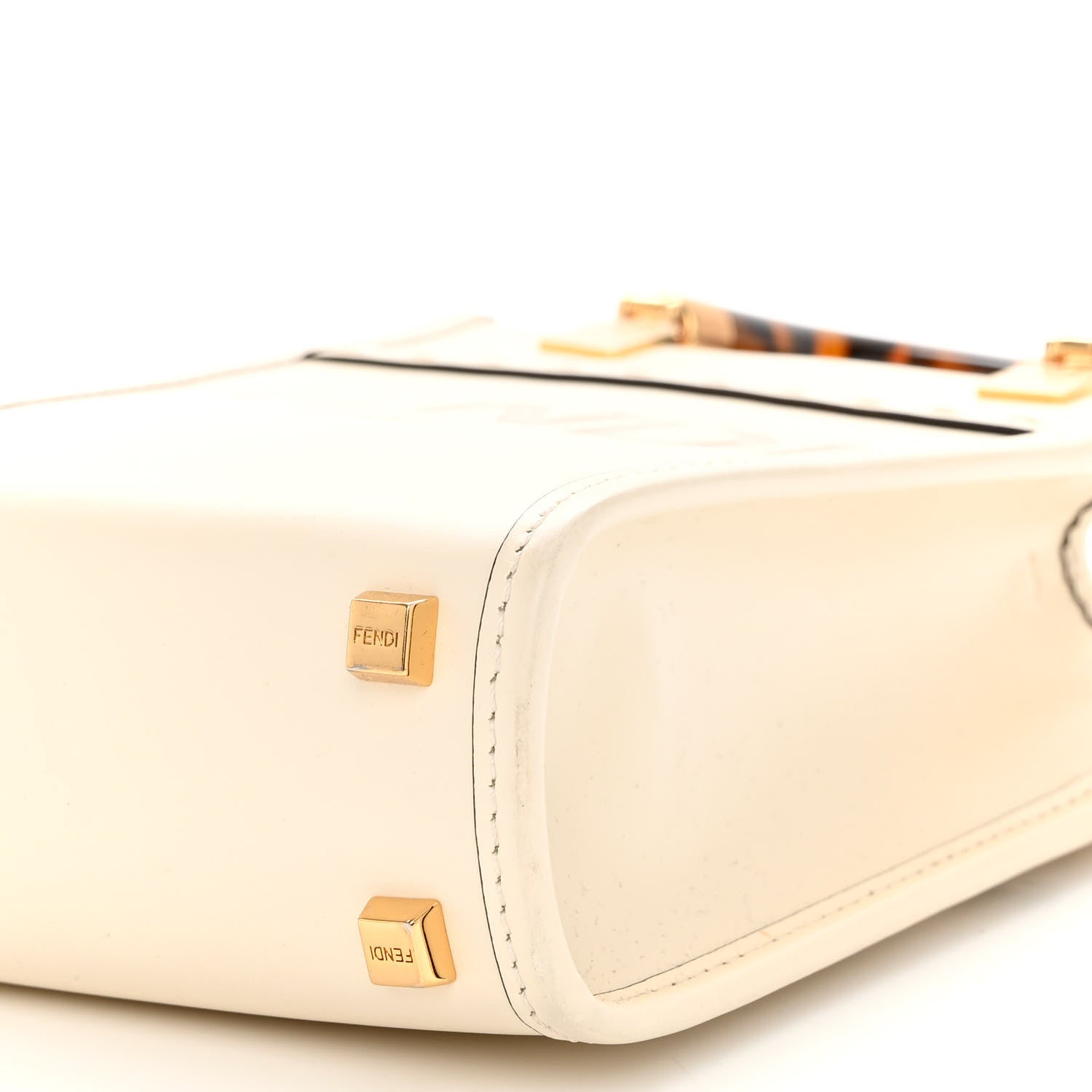 Fendi Vitello King Plexiglass Logo Embossed Mini Fendi Sunshine Shopper Tote White Ice 9 of 9