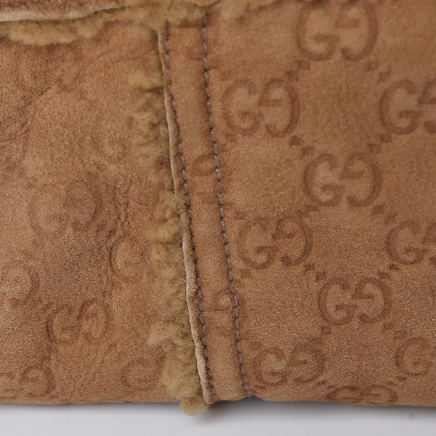 Gucci Suede Shearling Guccissima Large Jolicoeur Tote Tan 15 of 15