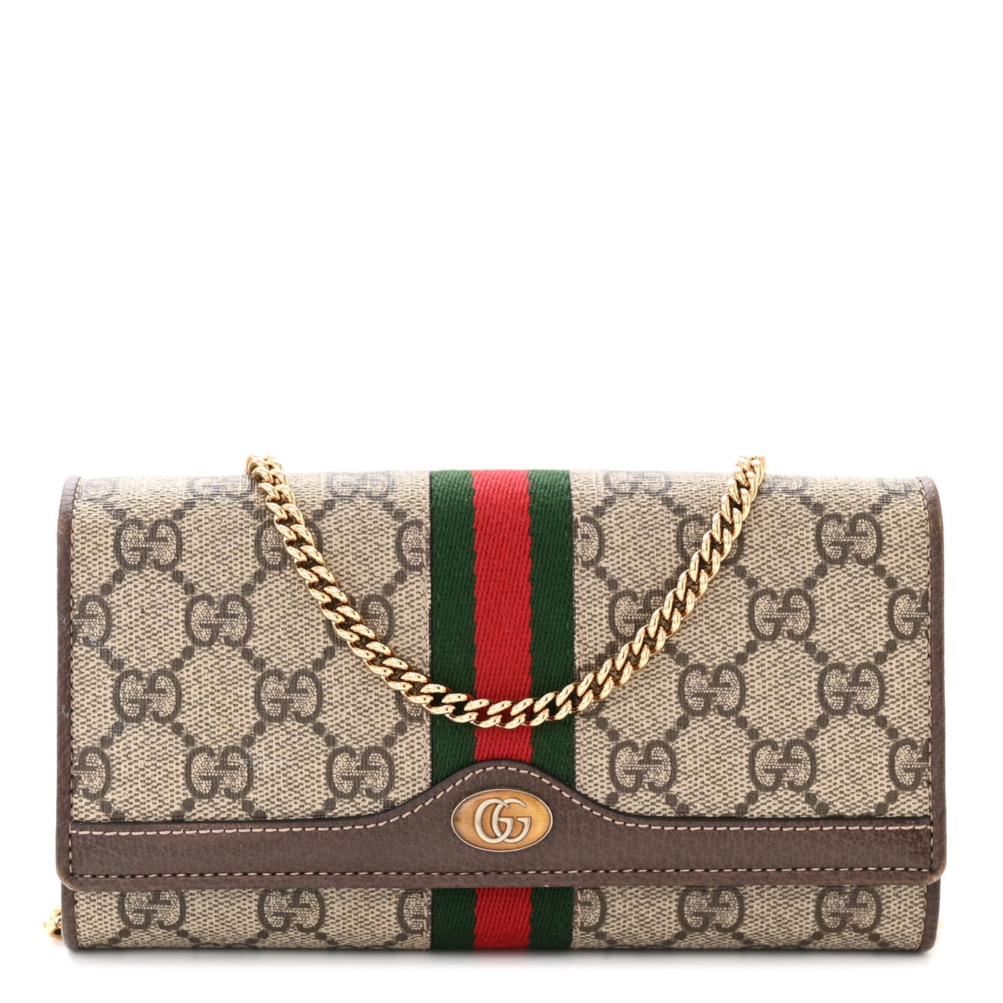 GG Supreme Monogram Web Ophidia Wallet On Chain Brown