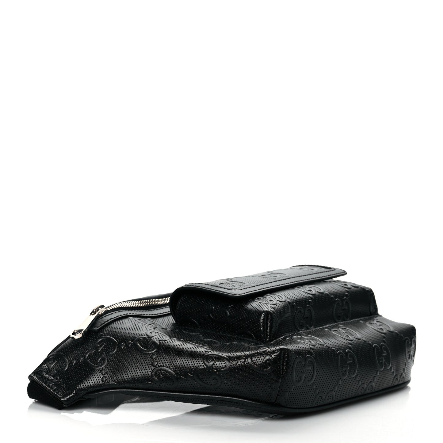 Calfskin GG Tennis Embossed Pocket Belt Bag Black
