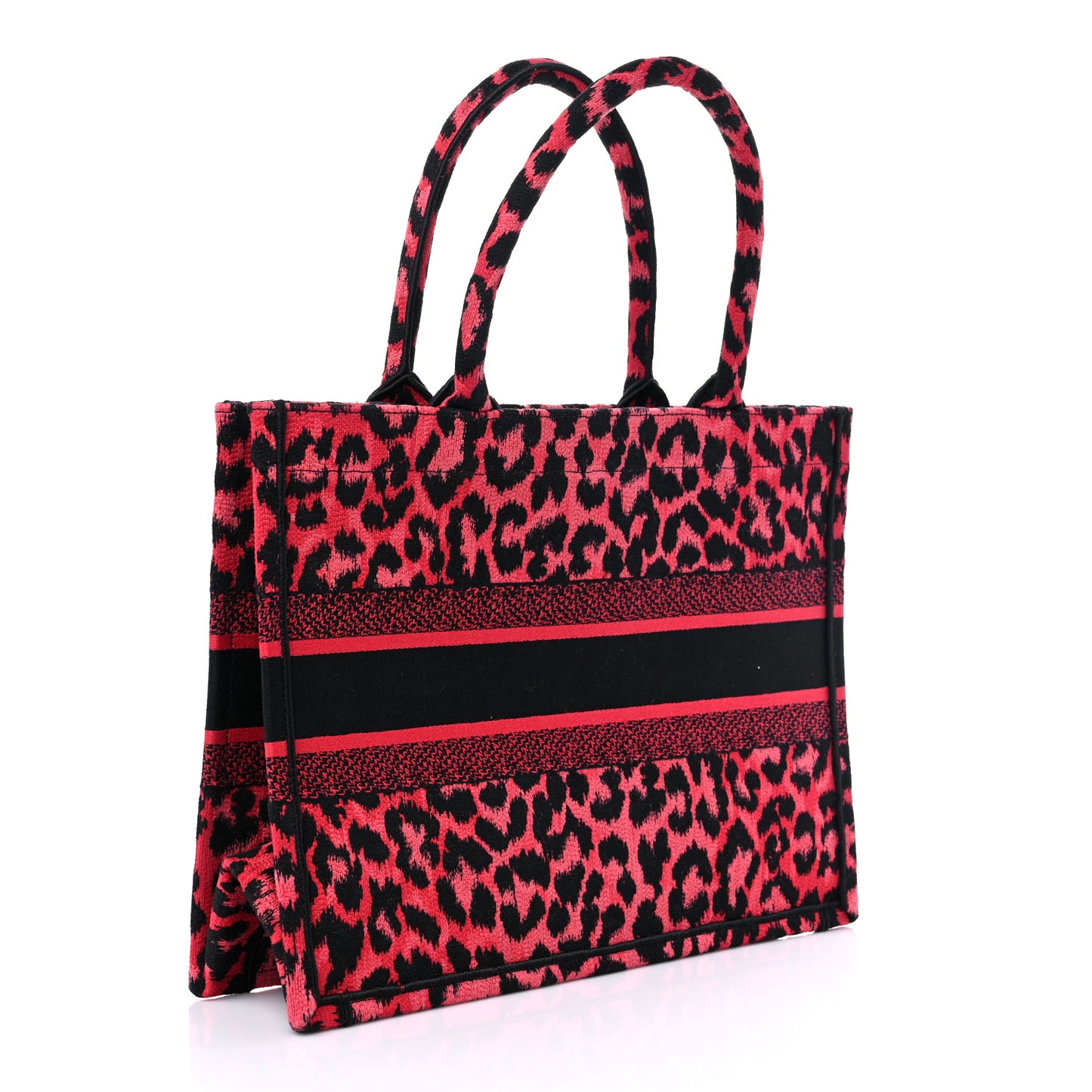 Canvas Mizza Embroidered Medium Leopard Book Tote Fuchsia Multicolor