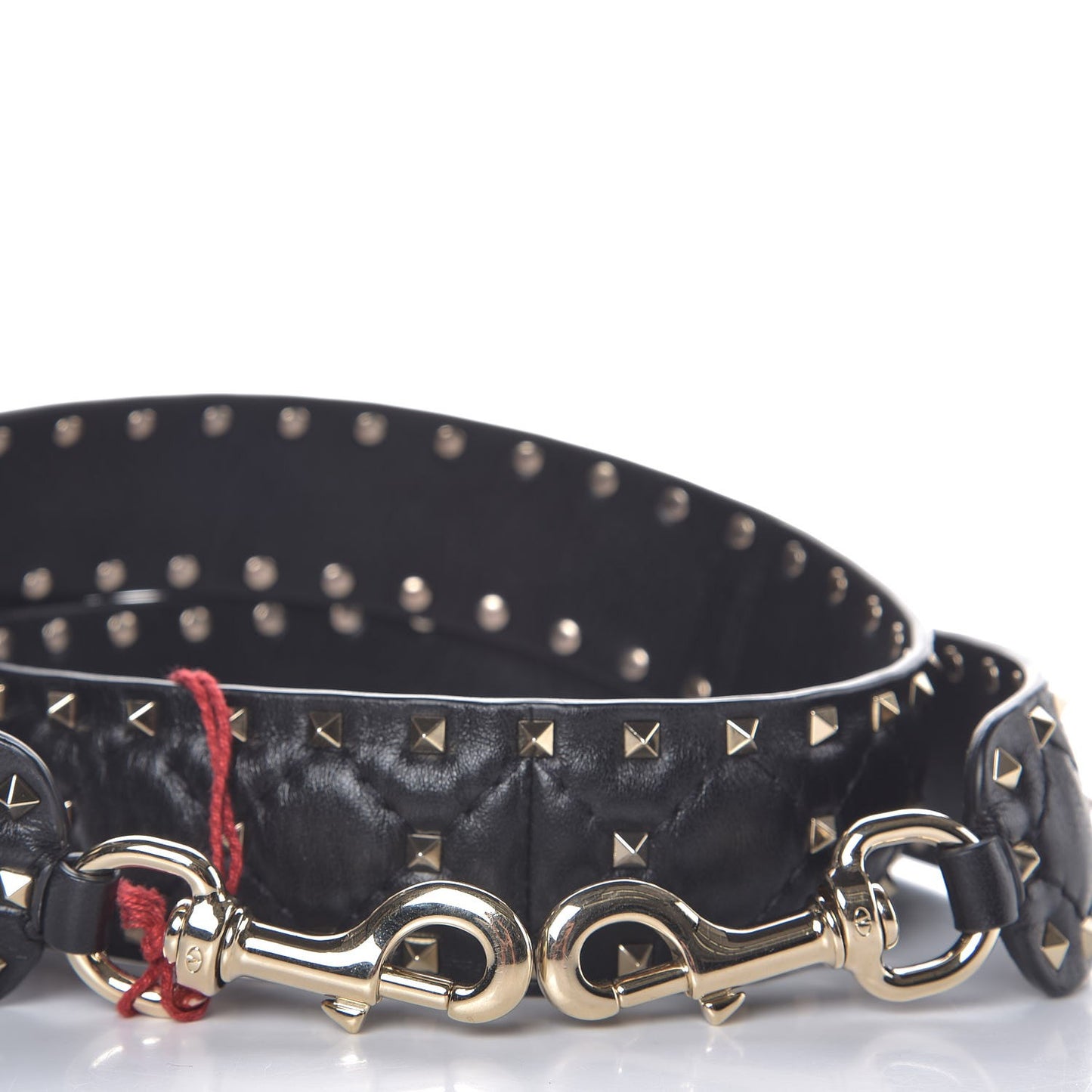 Lambskin Rockstud Spike Shoulder Strap Black