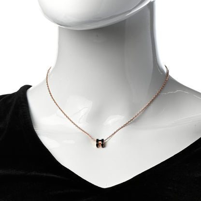 Hermes Lacquered Rose Gold Mini Pop H Pendant Necklace Black 2 of 5