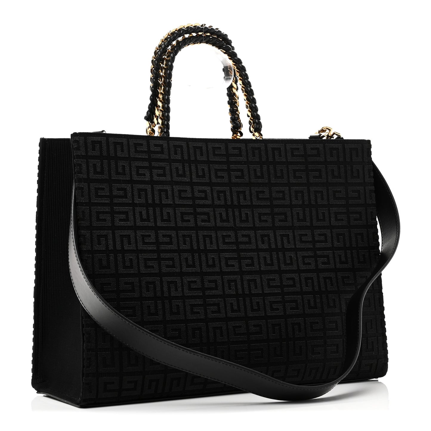 Canvas Jacquard 4G Medium Chain Tote Black