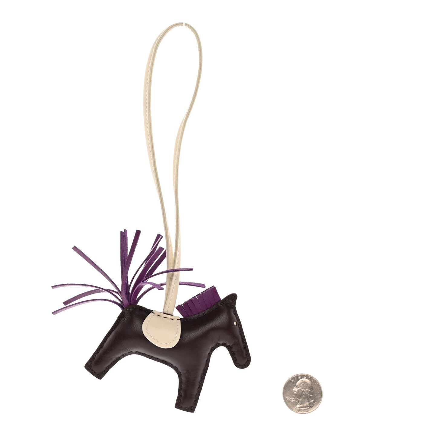 Milo Lambskin Grigri Rodeo Horse Bag Charm PM Rouge Sellier Craie Violet