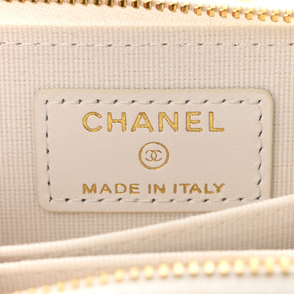 Chanel Tweed Quilted Bow Flap Card Holder On Chain White 6 of 13