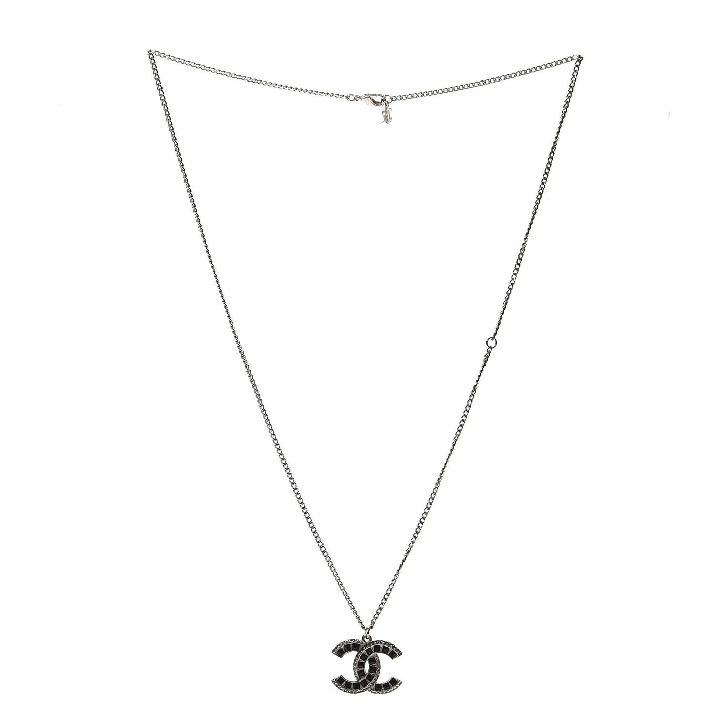 Ruthenium Baguette Crystal CC Necklace Black