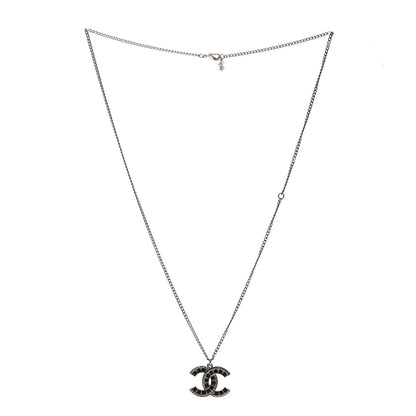 Chanel Ruthenium Baguette Crystal CC Necklace Black 3 of 4