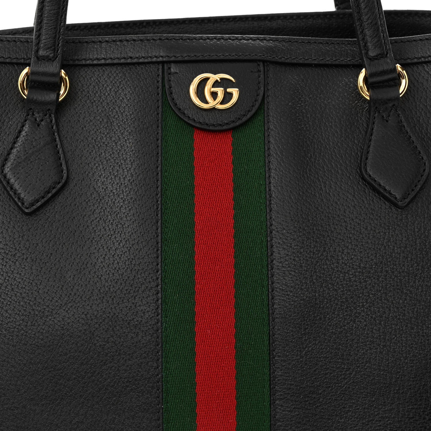 Gucci Textured Calfskin Web Medium Ophidia Shopping Tote Black 8 of 13