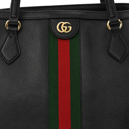 Gucci Textured Calfskin Web Medium Ophidia Shopping Tote Black 8 of 13