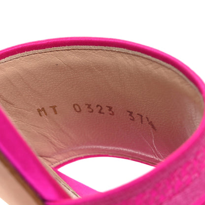 Christian Dior Satin Dioriviera Embroidered Dway 35mm Slide Sandals 37.5 Rani Pink 10 of 15