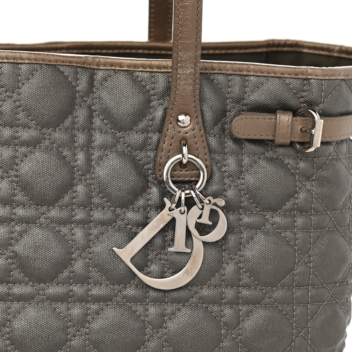 Coated Canvas Cannage Medium Panarea Tote Bronze