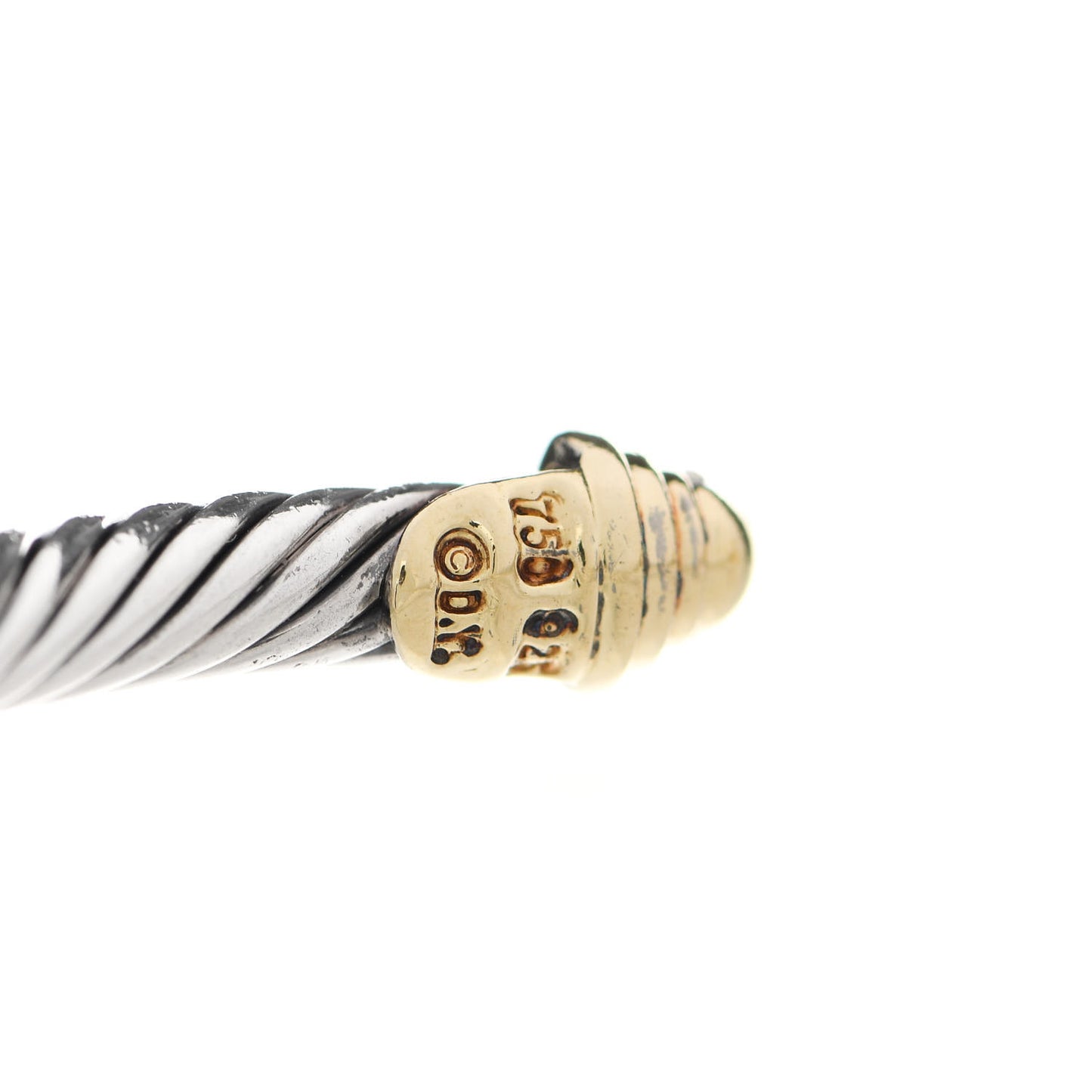 Sterling Silver 18K Yellow Gold Diamond 4mm Cable Kids Bracelet