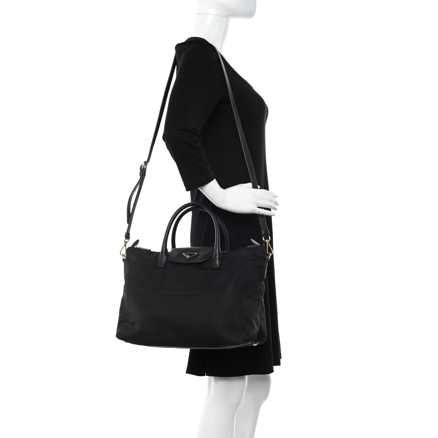 Tessuto Nylon Saffiano Tote Black