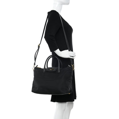Prada Tessuto Nylon Saffiano Tote Black 2 of 12