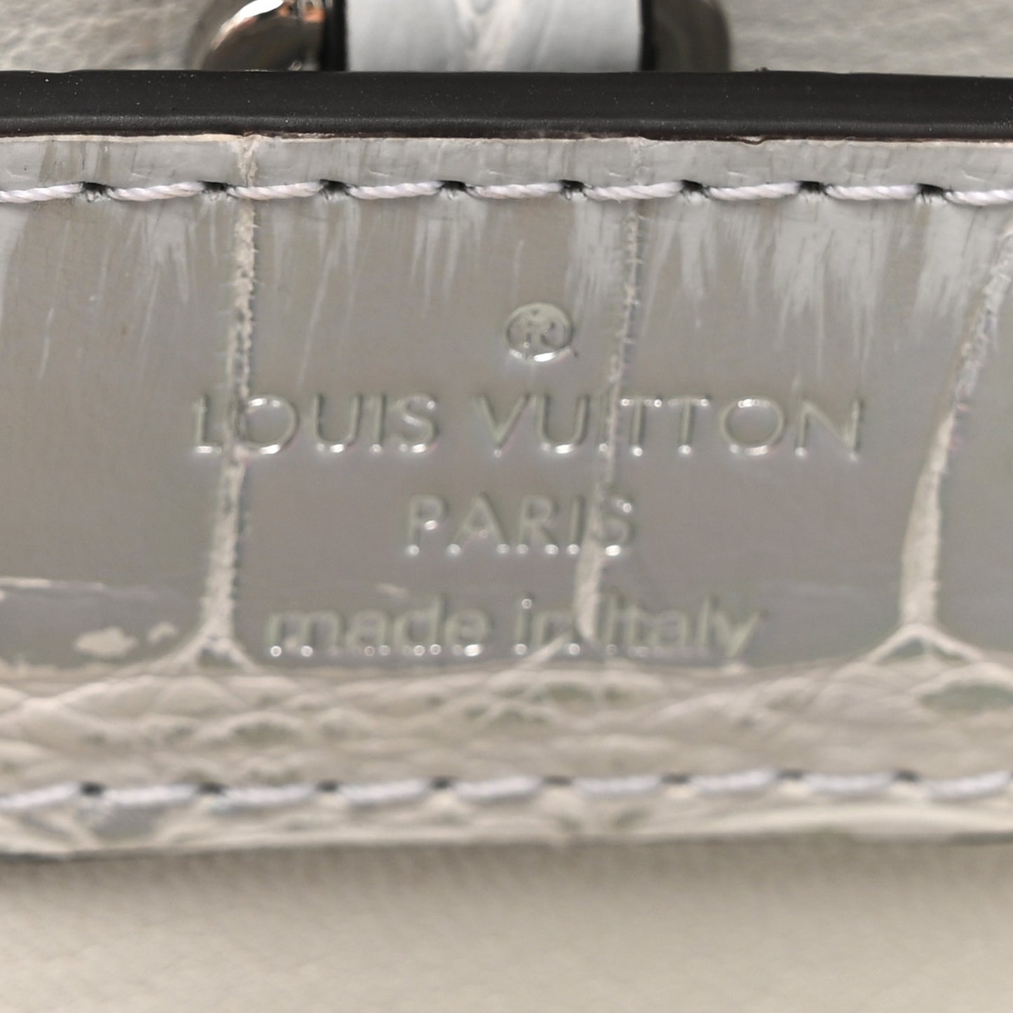 Iridescent Alligator Capucines BB Silver