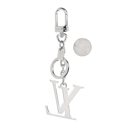 Louis Vuitton Metal Palladiium Finish LV Initiales Bag Charm Key Holder Silver 2 of 4