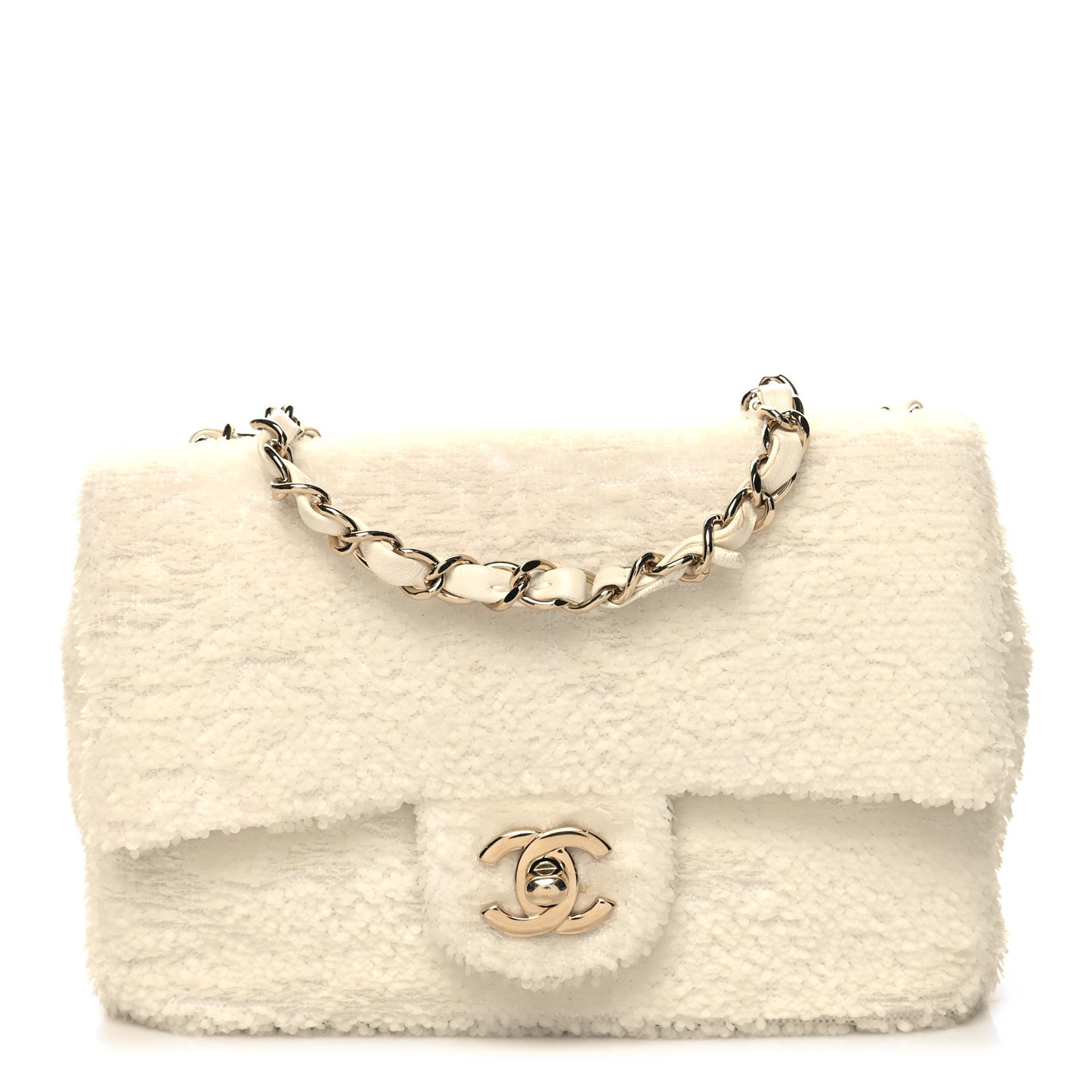 Sequin Mini Rectangular Flap White