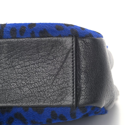 Saint Laurent Pony Hair Calfskin Monogram Leopard Print Medium Punk Chain Bag Blue 5 of 5