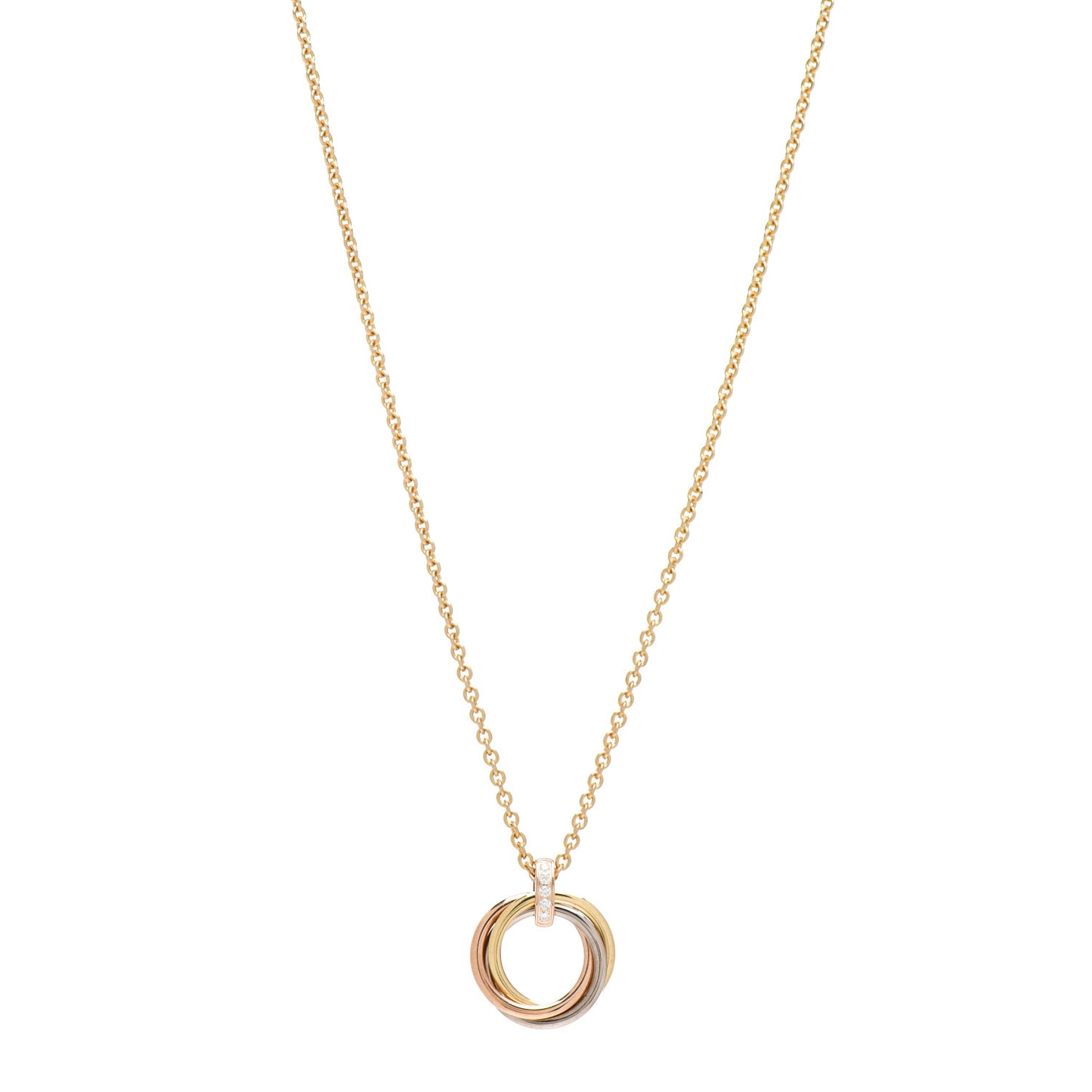 18K Pink White Yellow Gold Diamond Trinity Pendant Necklace