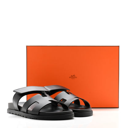 Hermes Calfskin Womens Chypre Sandals 37 Black 9 of 9