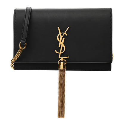 Saint Laurent Smooth Calfskin Classic Monogram Kate Tassel Chain Wallet Black 1 of 13