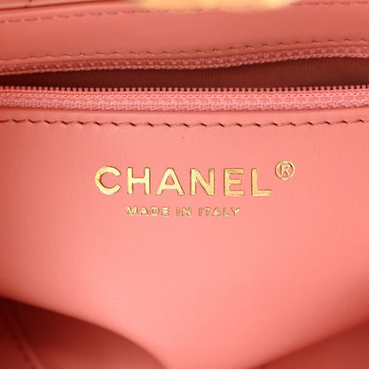 Chanel Shiny Aged Calfskin Quilted Nano Kelly Shopper Coral Pink 6 of 11